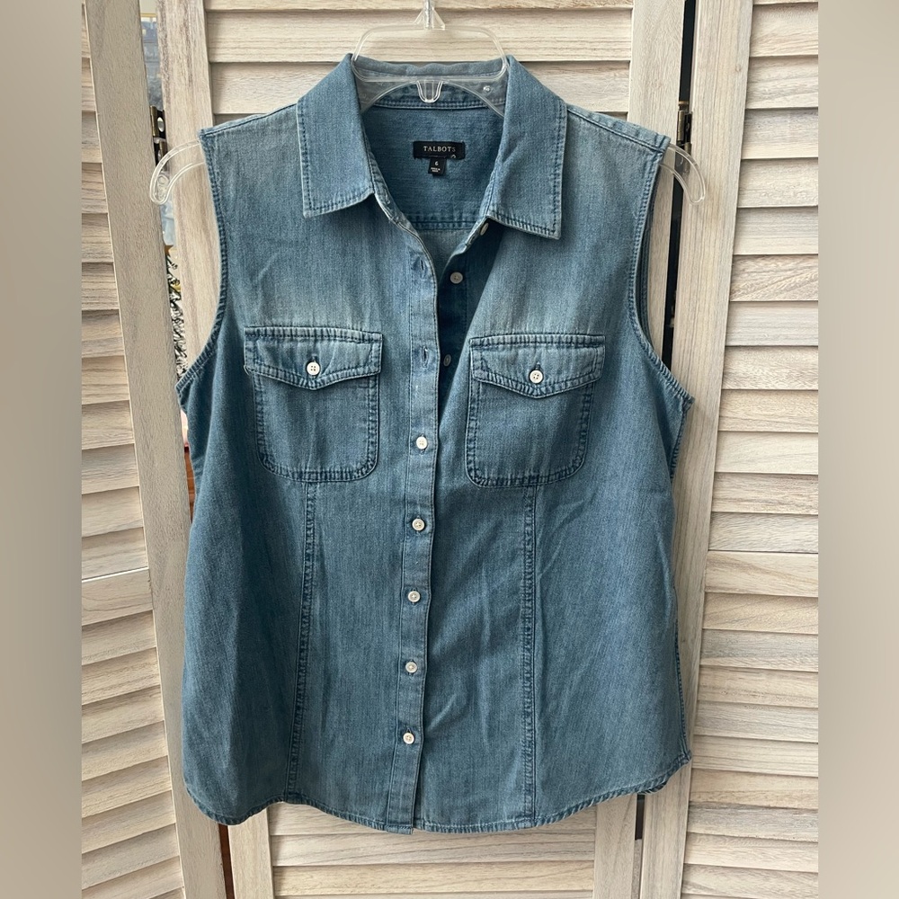 Talbots Denim Button Down Blouse - image 1